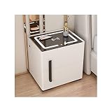 GZHERVICES Nachttische, Mit Ladestation Und USB-Anschlüssen, LED-Nachttisch Nachttisch Mit Schubladen Für Schlafzimmer, Mit Offenem Regal (Farbe : Weiß, Größe : 50x40x50cm)