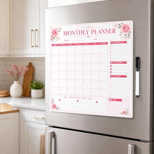 Image of Zesta Vinyl Magnetic Planner for Fridge | Cute Weekly Planner /Meal Planner with Marker | Rewritable Magnetic White Board for Fridge (Harry Potter 11X11 Inches) (Floral P)