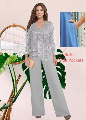 Elegant Black Lace Mother of the Bride Pantsuit Set - Size 18 Plus by TIANMEI - Image 2