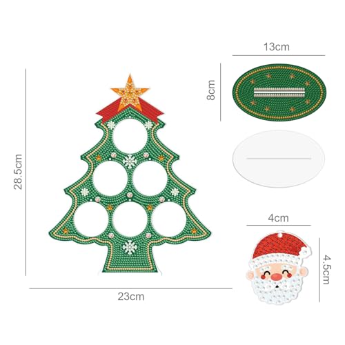 Image of AiYuanzsh Christmas Tree Diamond Art Tabletop Ornament with Christmas Hanging Charms, Acrylic Double-Sided Special Shape Diamond Painting Desktop Decoration Kit, DIY Large Festive Crafts