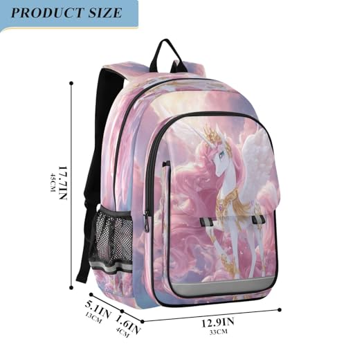 DOMIKING Winged Unicorn Pink Kids Backpack for Boys Girls School Backpack for Middle School Preschool Elementary Laptop Backpacks Bookbag for Women Toddler Men Travel2