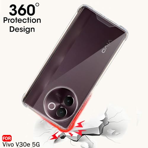 Image of TheGiftKart Crystal Clear Back Cover Case for Vivo V30e 5G | 360 Degree Protection | Shock Proof Design | Transparent Back Cover Case for Vivo V30e 5G (PC & TPU, Transparent Bumper)