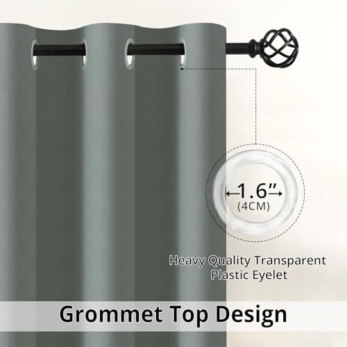 Image of Homestan Blackout Long Door Curtains 8 Feet Set of 2, Grey | Up to 90% Sunlight Block, Room Darkening, 275 GSM 3-Layer Weave, Thermal Insulated, 45 inch Panel, Plastic Grommets