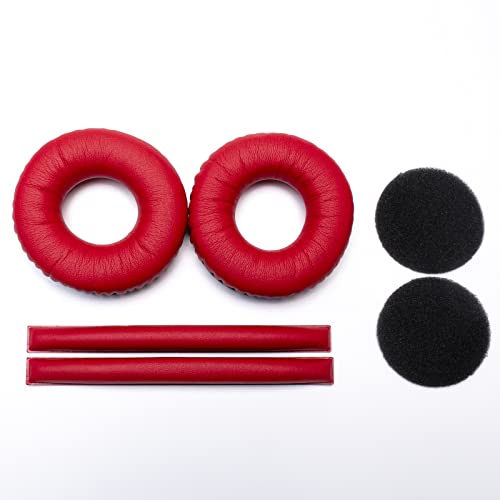 Image of Rainbow Color Ear Pads Headband Cushion Kits Compatible with Sennheiser HD25 HD250BT HD25-ll HD25S Il HMD25 Headphone Foam Covers (Red Sets)