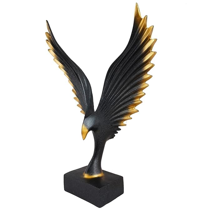 Image of Resin Eagle Wing Figurines Sculptures Home Decor Showpiece Feng Shui Vastu Eagle Wing Statue for Home Decor Showpiece (Multicolor) (Black)