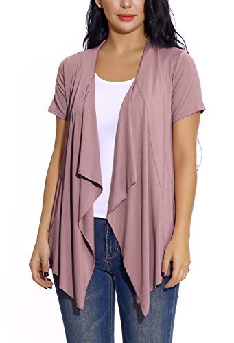 Womens Short Sleeve Open Drape Front Cardigan for Women Irregular Hem Summer Vest2