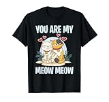 gatto meow coppia innamorati prova d'amore san valentino maglietta