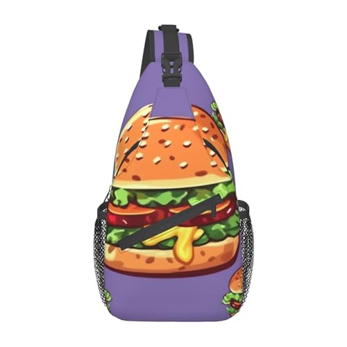 Sac à dos léger noir pour randonnée et voyage avec motif hamburger rigolo