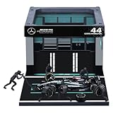 Bburago – Fórmula 1 Pit Stop Mercedes AMG #Hamilton – Set 1/43 con Figuras mecánicas, Soporte y Accesorios – Modelo reducido Oficial F1 – Detalles realistas – Edición coleccionista