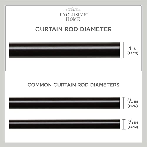 EXCLUSIVE HOME Topper 1" Curtain Rod and Finial Set, Matte Bronze, Adjustable 84"-160" - Thumbnail 4