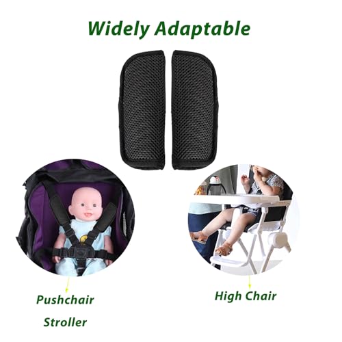 Image of 2 Pack Seat Straps Shoulder Pads,Pushchair Strap Shoulder Covers,Soft Seat Strap Pads for Pushchair, Stroller,High Chair(Black)