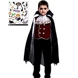 [マドルガーダ] ヴァンパイアプリンス キッズコスチューム ハロウィン タトゥーシール付き 2点セット 男の子 S596 (L(120cm-130cm))