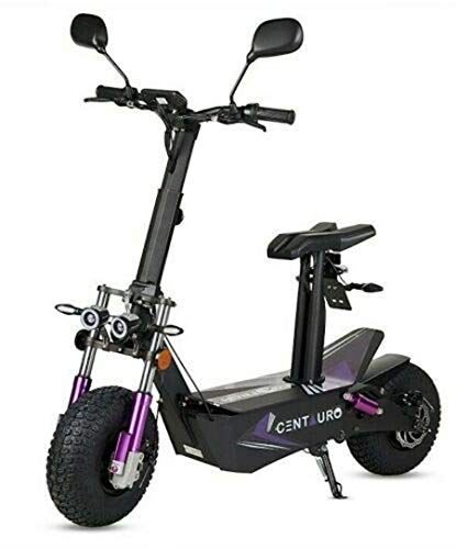 Virtuemart Patinete Scooter eléctrico matriculable homologado Ecoxtrem de 2000w 45 km/h Centauro patín Muy Potente con sillín y Plataforma en Color Negro y Lila