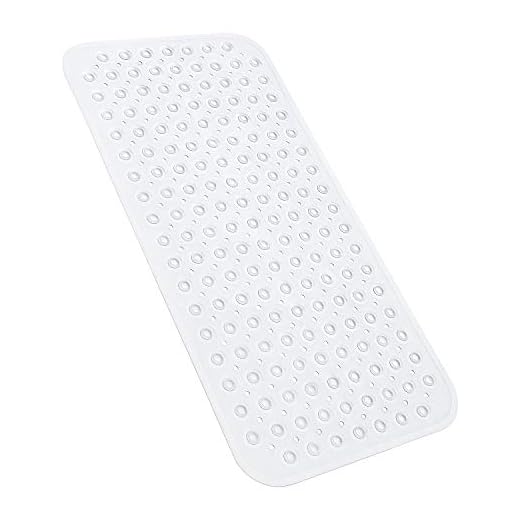 YINENN Bath Tub Shower Stall Mats 31x15.5 Inch Non-Slip and Latex Free, Bathtub Mat with Suction Cups, Machine Washable Bathroom Mats with Drain Holes (Clear)