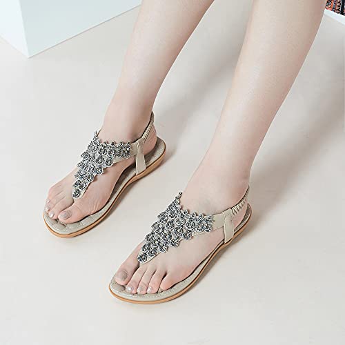 Harence Sandals For Women Dressy Summer Flat Comfortable Elastic Flats Casual Non Slip Thong Bohemian Womens Sandal #TOP4