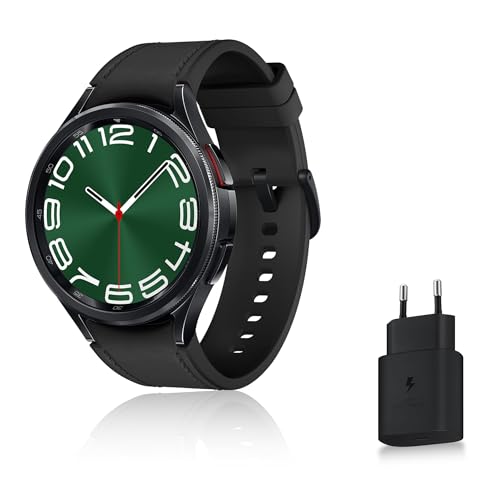 Samsung Galaxy Watch6 Classic Smart Watch con cargador, seguimiento de la salud, seguimiento deportivo, carga rápida, Bluetooth, 47 mm, negro, exclusivo de Amazon Version FR