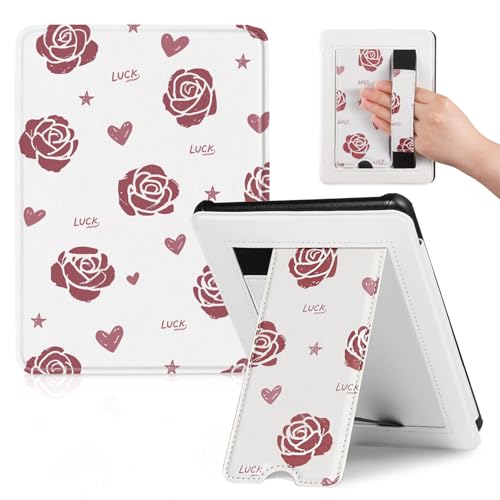 Image of CoBak Lightweight Stand Cute Case for 7 inch Kindle Paperwhite 12th Gen 2024 and Kindle Colorsoft with Right Hand Strap - Compatible with iPhone MagSafe, for Samsung /Anker Wireless Charging Pads