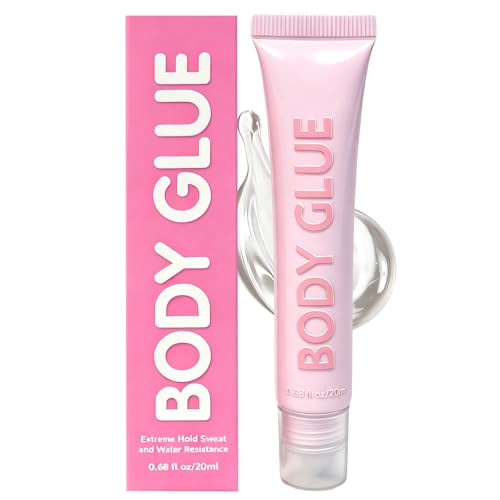 Body Glue - Fabric Glue for Clothes Clear Invisible Skin Adhesive with Non-Slip Formula Sweat Resistant & Non-Greasy for Secure Straps Bras Costumes Dancers Socks Leotards 20ML