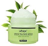 Hebepe Green Tea Matcha Face Scrub, Exfoliating Cleanser with Hyaluronic Acid, Collagen, Vitamin C & E, Apricot, and Shea Butter, Hydrating and Nourishing Facial Exfoliator for Blackhead Removal