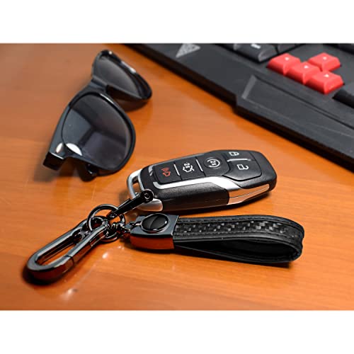 Ipick Image For Mopar Logo In Black On Real Carbon Fiber Loop-Strap Dark Gunmetal Hook Key Chain #TOP2