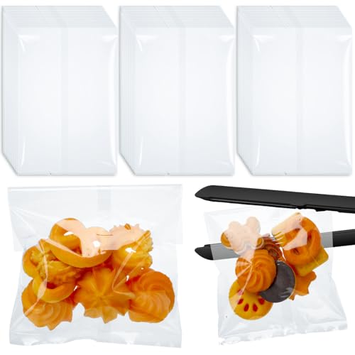 Yexiya 200 Pcs 5 x 7 Clear Heat Seal Cookie Bags Cellophane Cookie Bags Flat Edge for Treat Candy Dessert Snack Chocolate Packs Back to School Wedding Birthday Party Gift Giving