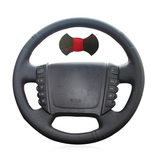 Shining wheat Funda para Volante de Piel Negra con Costuras a Mano de Trigo Brillante para SsangYong Rexton Rexton W Rodius