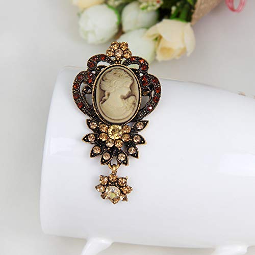 Image of lureme Vintage Elegant Victorian Lady Beauty Cameo with Crystal Brooch Pin (br000017)