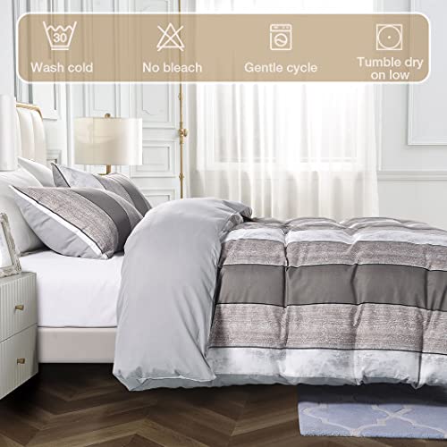 Lekesky Duvet Cover King Size, Wooden Stripe Microfiber Duvet Cover Farmhouse Style King 3Pc Breathable Bedding Set With Zipper Ties (No Comforter) #TOP2