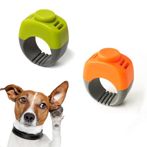 FveVqe 2PCS Dog Clicker, Clickers for Dog Training with Wrist Strap & Big Button, Dog Clickers for Training Cats/Horses/Birds, Dog Training Clickers (Green & Orange)