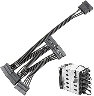 Large 4Pin to SATA Power Cable 4Pin to 15 Pin SATA Splitter Power Cable LP4 to 5x15 Pin SATA Power Conversion for Hard Disk DIY PC Sever