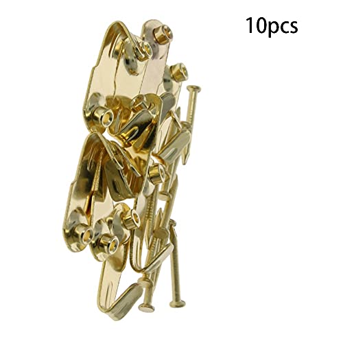 Image of Picture Hangers 0.8mm Thick Picture Hooks with Nails Professional Picture Hanging Kit, for Office Pictures House Decoration Clock Wall Mounting Brass Tone 10pcs
