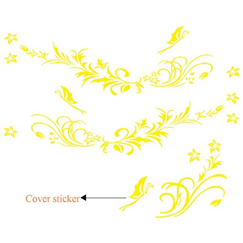 Image of Car Body Decals Carved Hollow Flower Butterfly Decorative Stickers Anti-Scratch for Cars, Vans, SUVs, Trucks,Set of 3 pcs (Yellow)