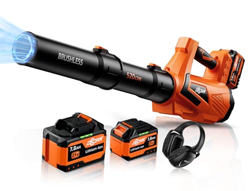 Image of 17000 RPM Cordless Leaf Blower with DECERK 7.8AH Battery - 530CFM Powerful Brushless Motor for Lawn Care, 5-Speed Turbo Electric Blower for Dust, Wet-Leaves, Car, Gutters, Lightweight Garden Tool