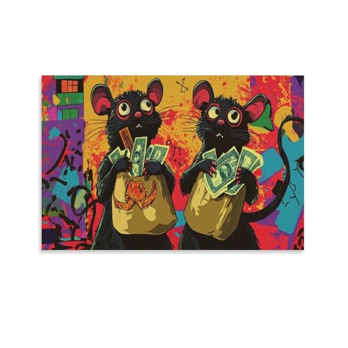 Toile de souris jaune américaine décoration murale moderne salon 50x75cm