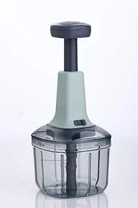 Manual Push Chopper for Kitchen 900ml Steel Blade Hand Press Vegetables Chopper for Cutting Salad, Onion, Chilly Mixer Cutter (Sea Green)