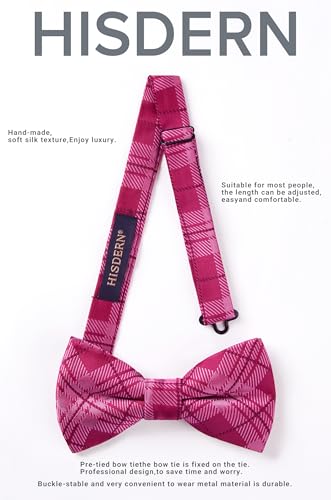 Image of HISDERN Bow Ties for Men Pretied Bowties Classic Formal Business Bow Tie Adjustable Tuxedo Bowtie for Wedding Party