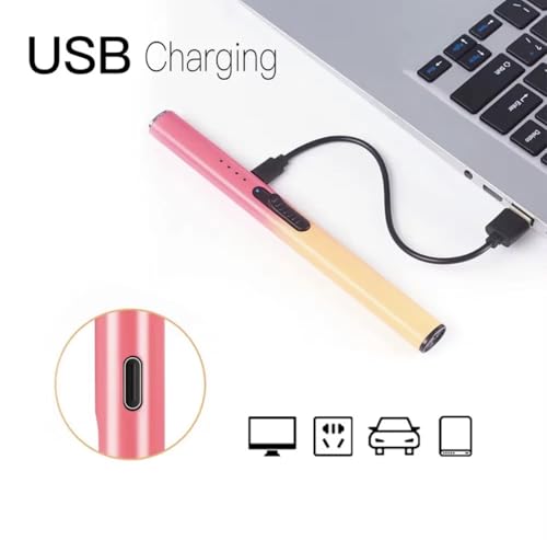 Encendedor eléctrico recargable USB rosa y dorado miniatura 2