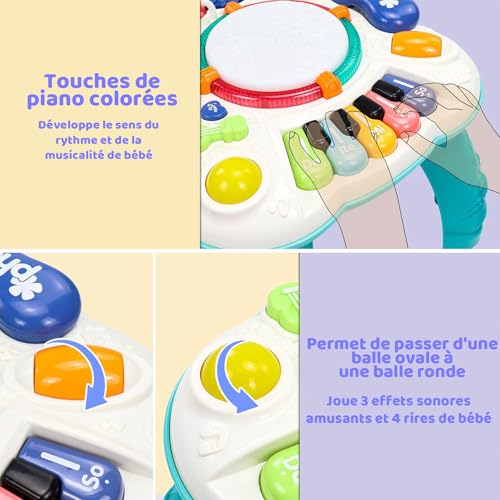Jouet Bebe 1 an - Table Activité Bébé 6 en 1 Jouet Enfant Jeux Bebe 1 2 3 Ans Fille Garçon Table d'Activité Musicale Bebe Jouet Eveil Éducatif Cadeau pour Noel Enfant – Image 5