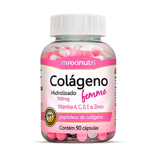 Colágeno Hidrolisado Femme + Vit. A, C, D, E e Zinco 700mg - 90 Cáps., Maxinutri