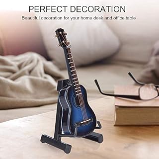 Biitfuu Modèle de Guitare Miniature Guitare en Bois Mini Instrument de Musique Ornements Cadeau d'anniversaire pour Les… – Image 3