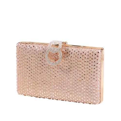Dreubea Women's Fashion Rhinestone Evening Handbag Shiny Clutch Bag Champagne