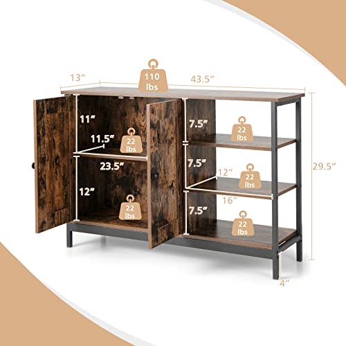 Petsite Sideboard Buffet With Storage Cabinet & Shelves, Industrial Microwave Oven Stand, Coffee Bar Station, Stationary Kitchen Island Cart #TOP2