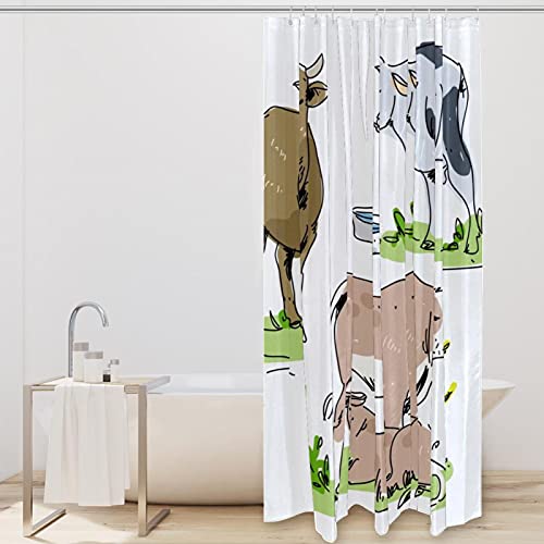 Rideau de douche vache de bétail grand format 183 cm décor ferme de campagne