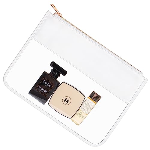 Image of LETGO Clear Makeup Bag Pouch for Travel with Zipper,Clear Cosmetic Bag for Women Waterproof Snacks Bag Stadium Purse Toiletry Bag Bogg Bag Accessories (0-White)