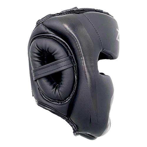 ZHENGTU Boxing Headgear MMA Kickboxing Head Guard Martial Arts PU Leather (Black, M) - Thumbnail 6