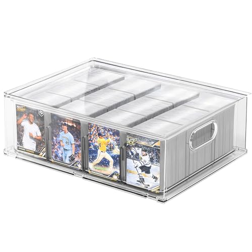 Image of Trading Card Storage Box - Clear Large Storage Organizer Holds 3200 Cards with Foam Inserts Blocks - Display Case for TCG, MTG & Sports Cards (1-Pack)