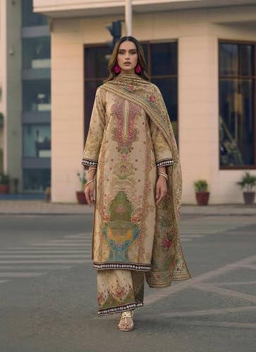 Image of ANNI Designer Women Rayon Viscose Printed Straight Kurta with Palazzo and Dupatta | Three Piece Ethnic Kurta Palazzo Set for Women | Indian Traditional Dress