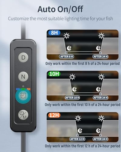 Image of Pawfly 28W Aquarium LED Light for 36 to 42 Inch Extendable Fish Tank Light with Full Spectrum Brilliant White Blue Red Lights with Daytime & Night Modes Timer Auto On /Off Adjustable Brightness
