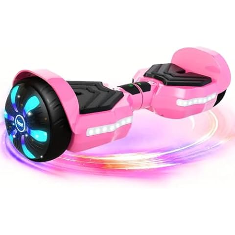 Hoverboard with 6.5" LED Wheels and Headlight.Self Balancing Hover Boards Max Speed 7.5 mph, Max Range 8.0 miles,Two Powerful 250W Dual Motors (Purple) Cover