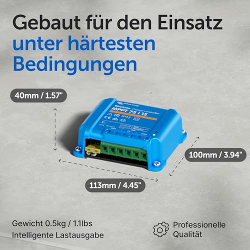 Victron Energy BlueSolar MPPT Laderegler - Solar Laderegler - 75V 15 Amp 12/24-Volt